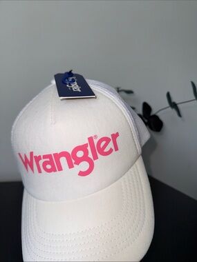 Wrangler White Cap with Pink Logo